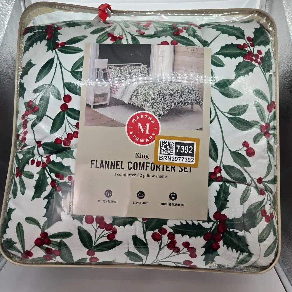 Martha Stewart Deck The Halls 3 Pc KING Comforter Set 108